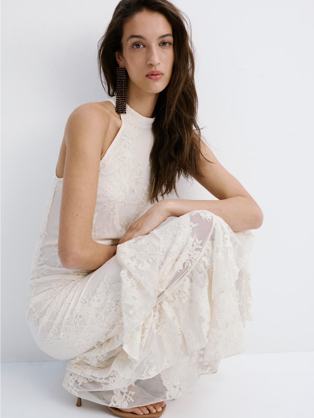 NWT (size 6) MANGO EMBROIDERED TULLE DRESS WITH RUFFLES - Picture 5 of 12
